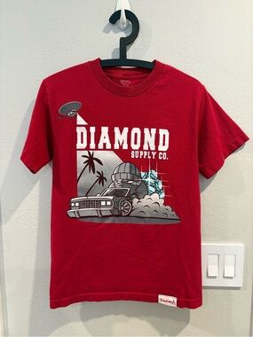 Vintage Y2K Diamond Supply Co. Red T-Shirt Men’s Size Small Made in USA